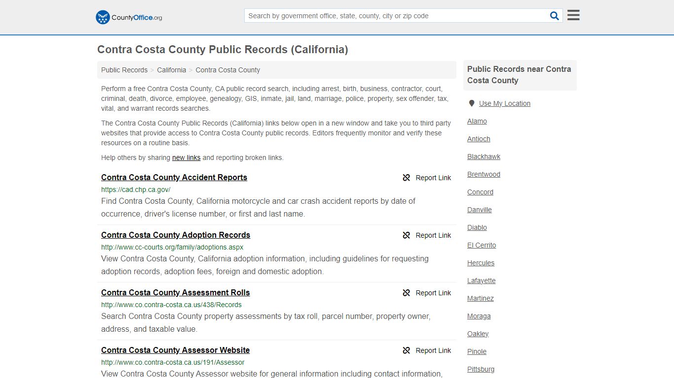 Contra Costa County Public Records (California) - County Office